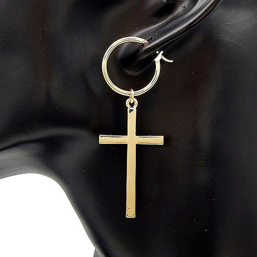 Dangle Cross w Baby Hoop Earrings