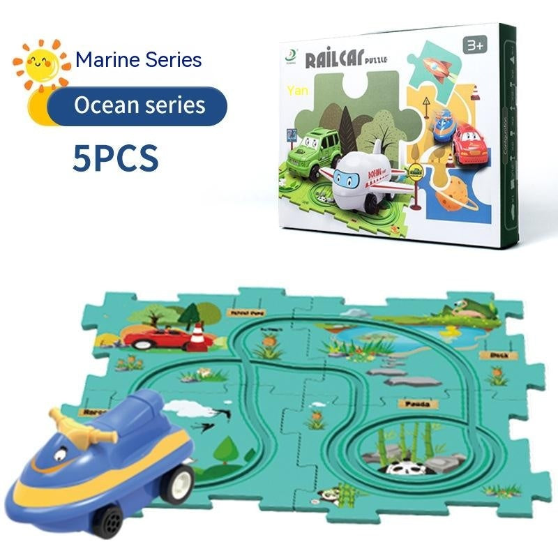 Children Puzzle Electric Railroad Speeder DIY Assembly Electric Car