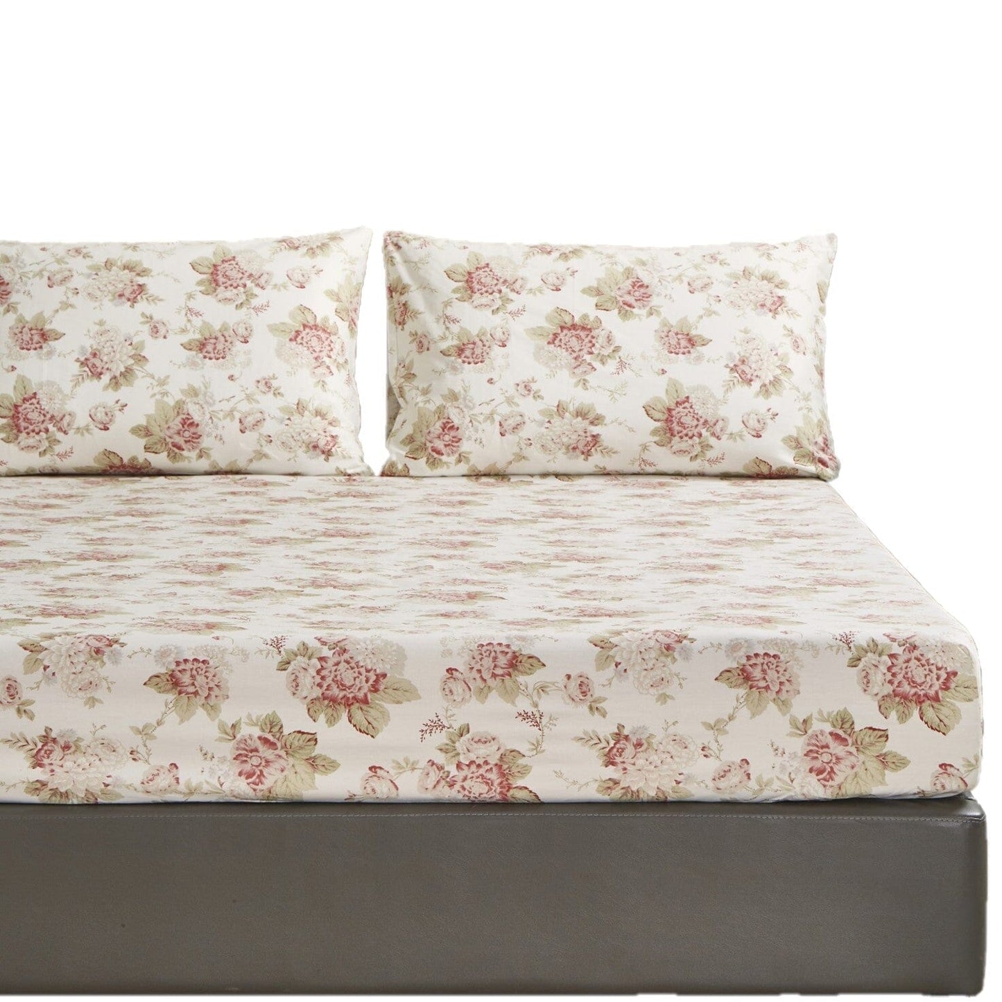 DaDa Bedding Hint of Mint Dainty Cottage Floral Roses Cotton Fitted