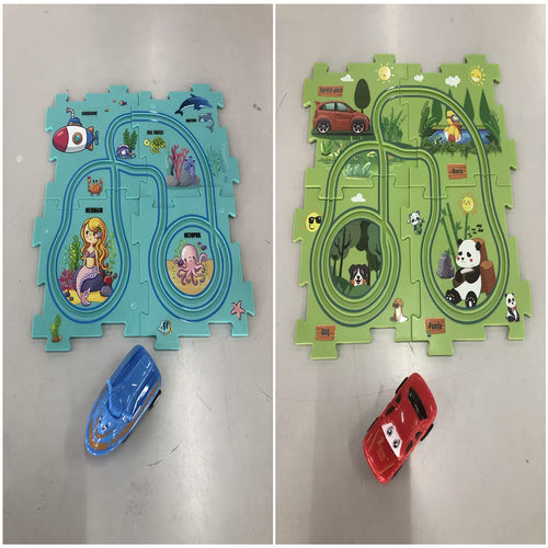 Children Puzzle Electric Railroad Speeder DIY Assembly Electric Car
