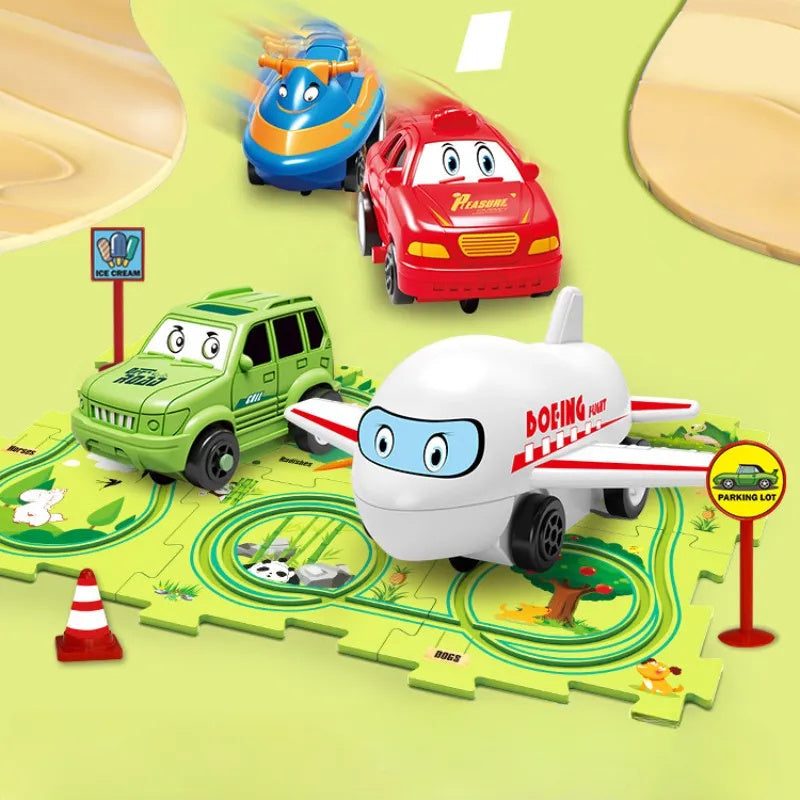 Children Puzzle Electric Railroad Speeder DIY Assembly Electric Car