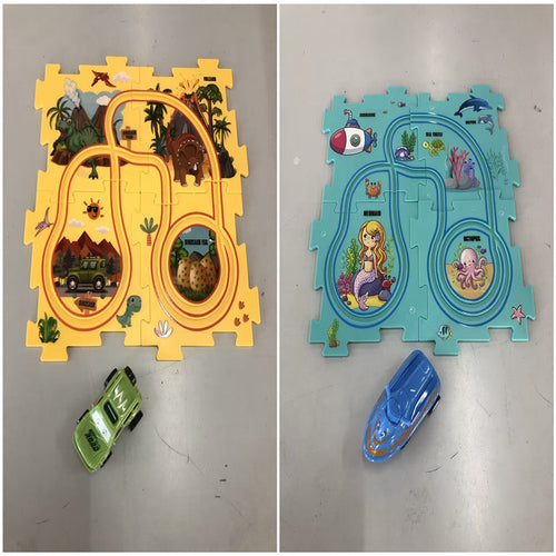 Children Puzzle Electric Railroad Speeder DIY Assembly Electric Car