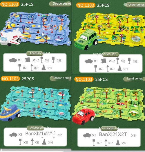 Children Puzzle Electric Railroad Speeder DIY Assembly Electric Car
