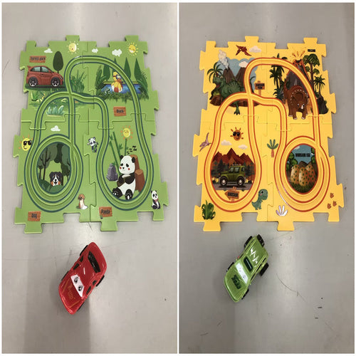 Children Puzzle Electric Railroad Speeder DIY Assembly Electric Car