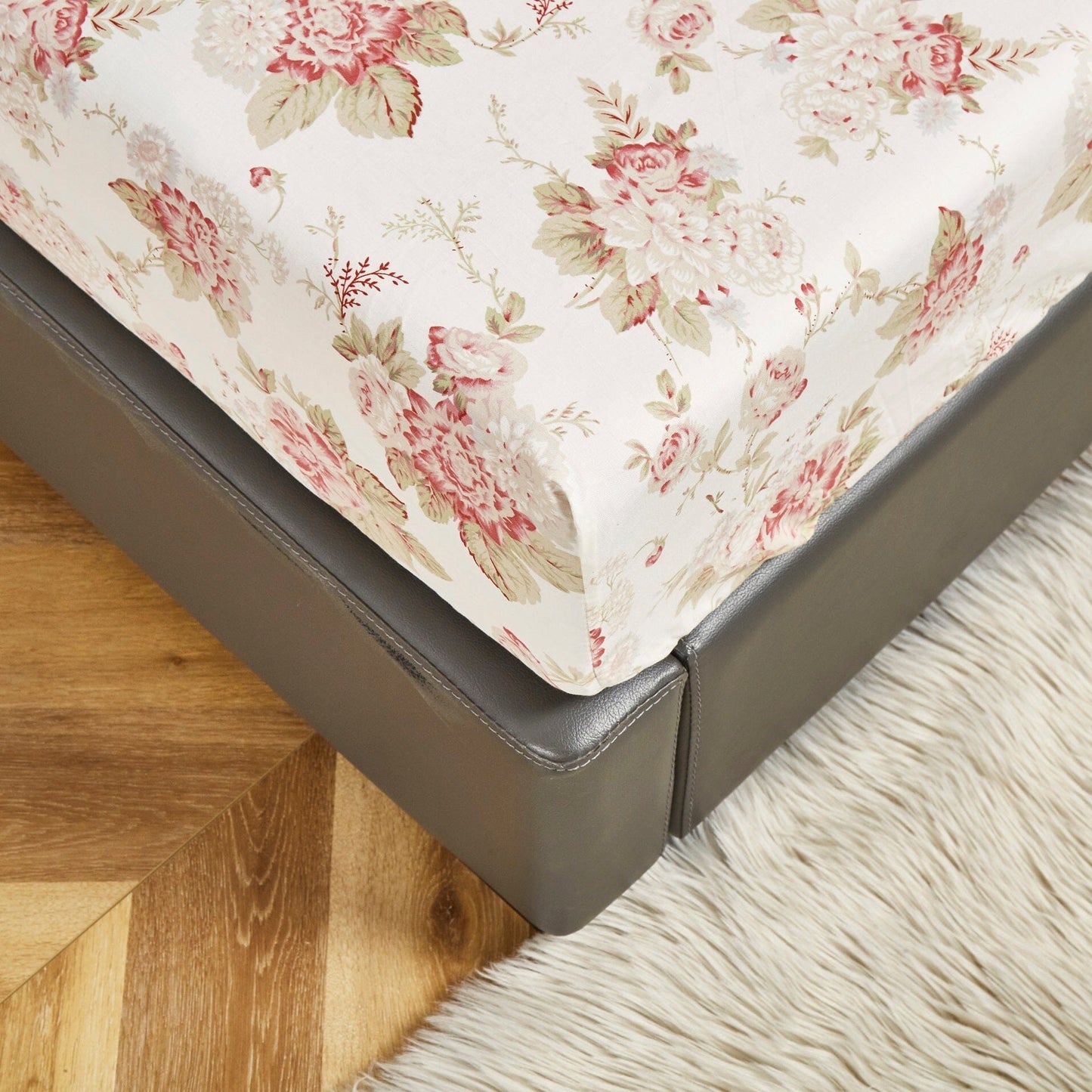 DaDa Bedding Hint of Mint Dainty Cottage Floral Roses Cotton Fitted