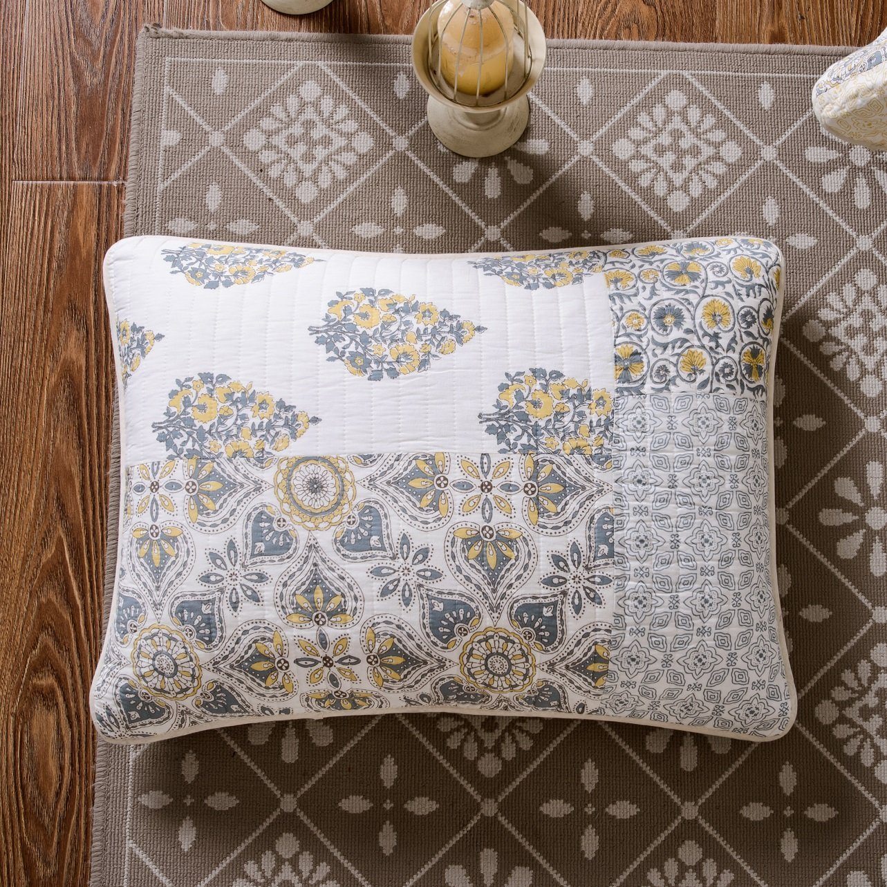 DaDa Bedding Honey Comb Elegance Floral Cotton Patchwork Bedspread Set
