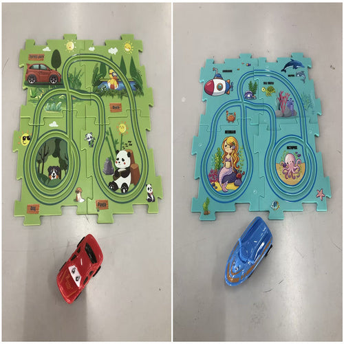 Children Puzzle Electric Railroad Speeder DIY Assembly Electric Car