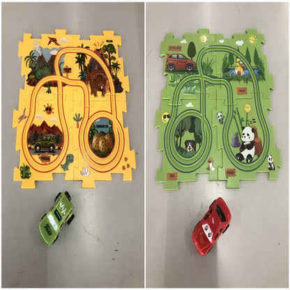 Children Puzzle Electric Railroad Speeder DIY Assembly Electric Car