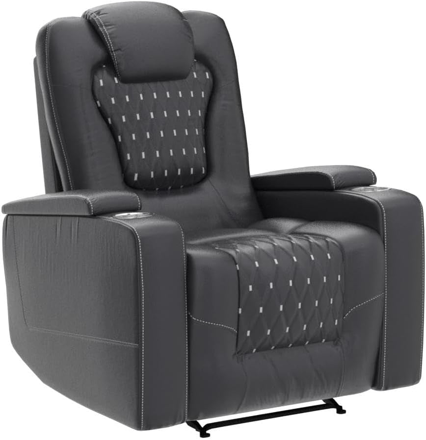 Power Recliner Chair Set of 3, Electric Soft Leather Reclining Home
