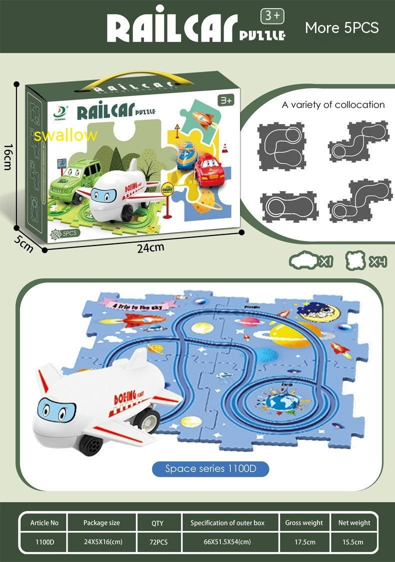 Children Puzzle Electric Railroad Speeder DIY Assembly Electric Car