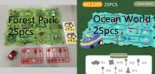 Children Puzzle Electric Railroad Speeder DIY Assembly Electric Car