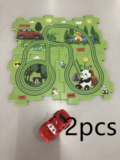 Children Puzzle Electric Railroad Speeder DIY Assembly Electric Car