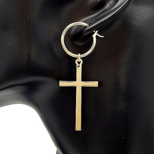Dangle Cross w Baby Hoop Earrings