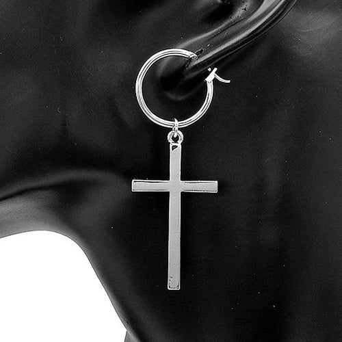 Dangle Cross w Baby Hoop Earrings