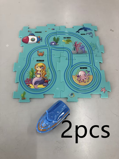Children Puzzle Electric Railroad Speeder DIY Assembly Electric Car