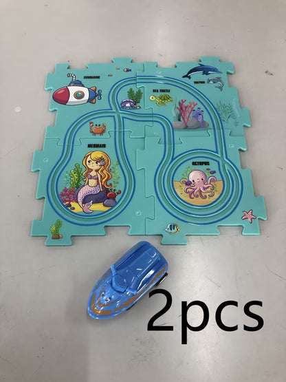 Children Puzzle Electric Railroad Speeder DIY Assembly Electric Car