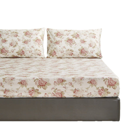 DaDa Bedding Hint of Mint Dainty Cottage Floral Roses Cotton Fitted