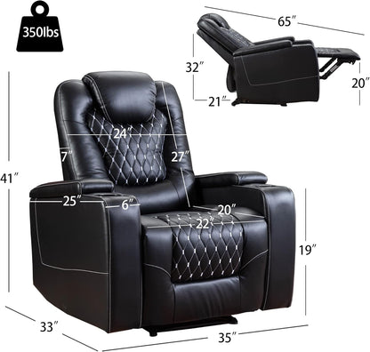 Power Recliner Chair Set of 3, Electric Soft Leather Reclining Home