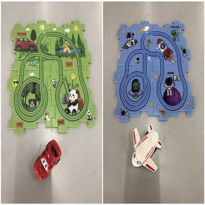 Children Puzzle Electric Railroad Speeder DIY Assembly Electric Car