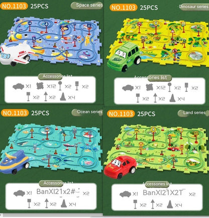 Children Puzzle Electric Railroad Speeder DIY Assembly Electric Car