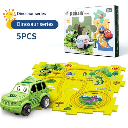 Children Puzzle Electric Railroad Speeder DIY Assembly Electric Car