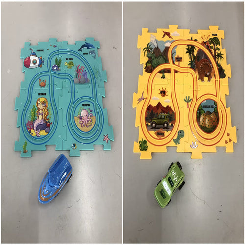 Children Puzzle Electric Railroad Speeder DIY Assembly Electric Car