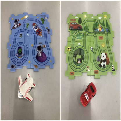 Children Puzzle Electric Railroad Speeder DIY Assembly Electric Car
