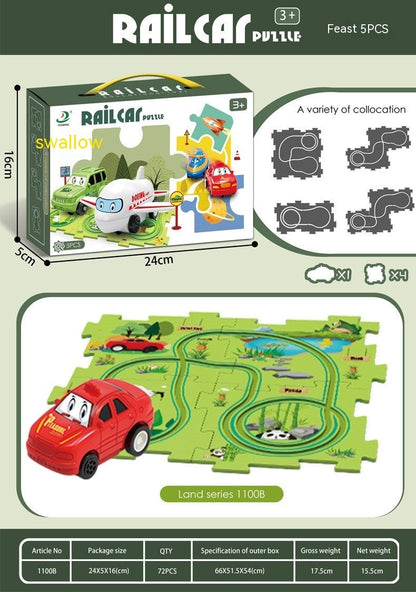 Children Puzzle Electric Railroad Speeder DIY Assembly Electric Car