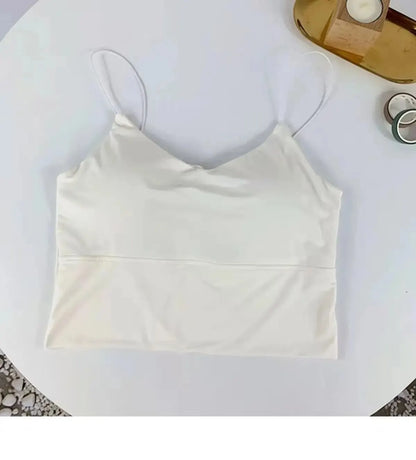 1pc Women Sexy Solid Color Camisole Ice Silk Tube Seamless Sports Tank