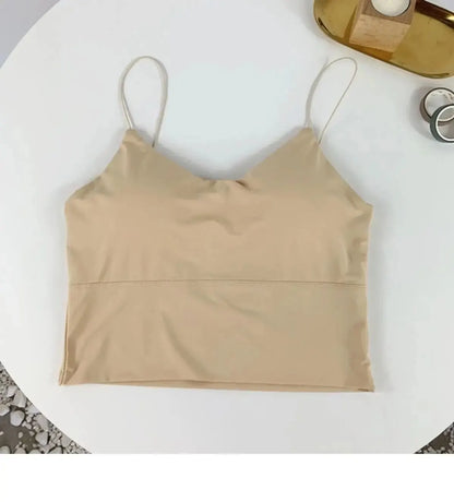 1pc Women Sexy Solid Color Camisole Ice Silk Tube Seamless Sports Tank