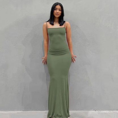 Satin Slip Sleeveless Backless Maxi Dress Women 2023 Y2K Summer