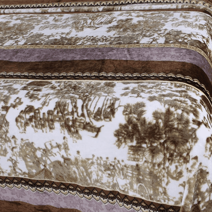 DaDa Bedding Elegant Twilight Lavender Brown Floral Flannel Mink
