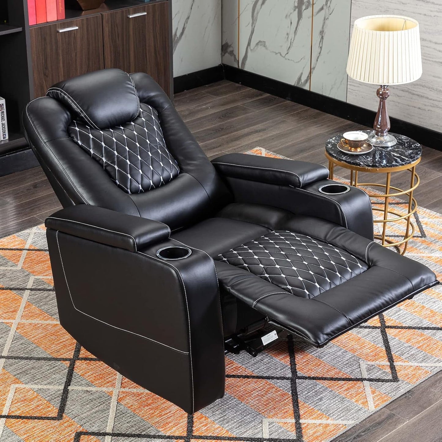 Power Recliner Chair Set of 3, Electric Soft Leather Reclining Home