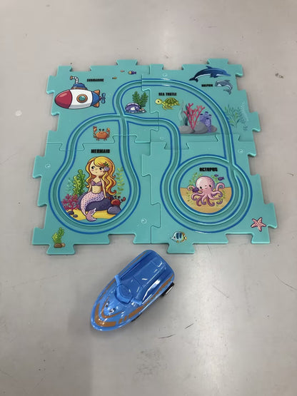 Children Puzzle Electric Railroad Speeder DIY Assembly Electric Car