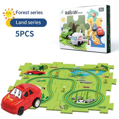 Children Puzzle Electric Railroad Speeder DIY Assembly Electric Car