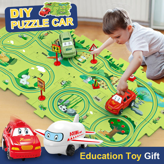 Children Puzzle Electric Railroad Speeder DIY Assembly Electric Car