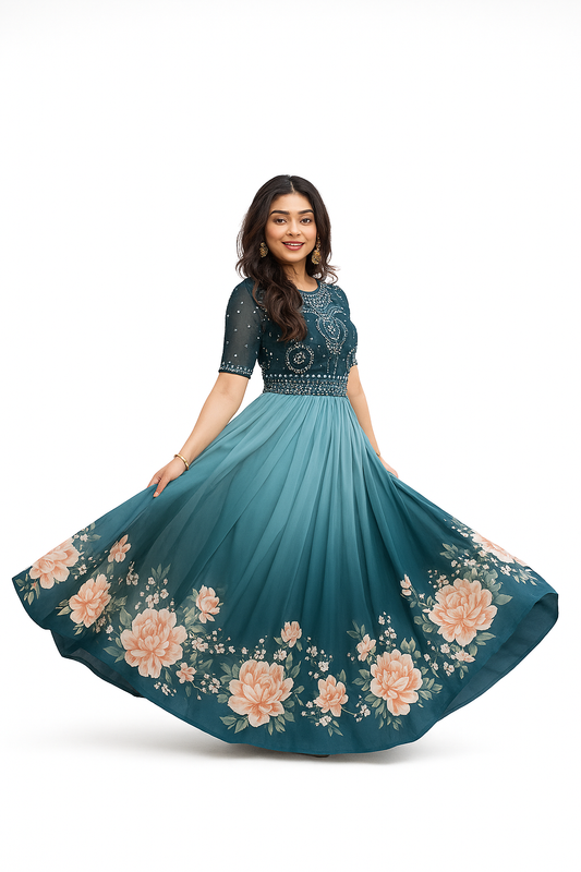 Women's Red Anarkali Suit with Gold Embroidery – Festive Wea-XXL-Red