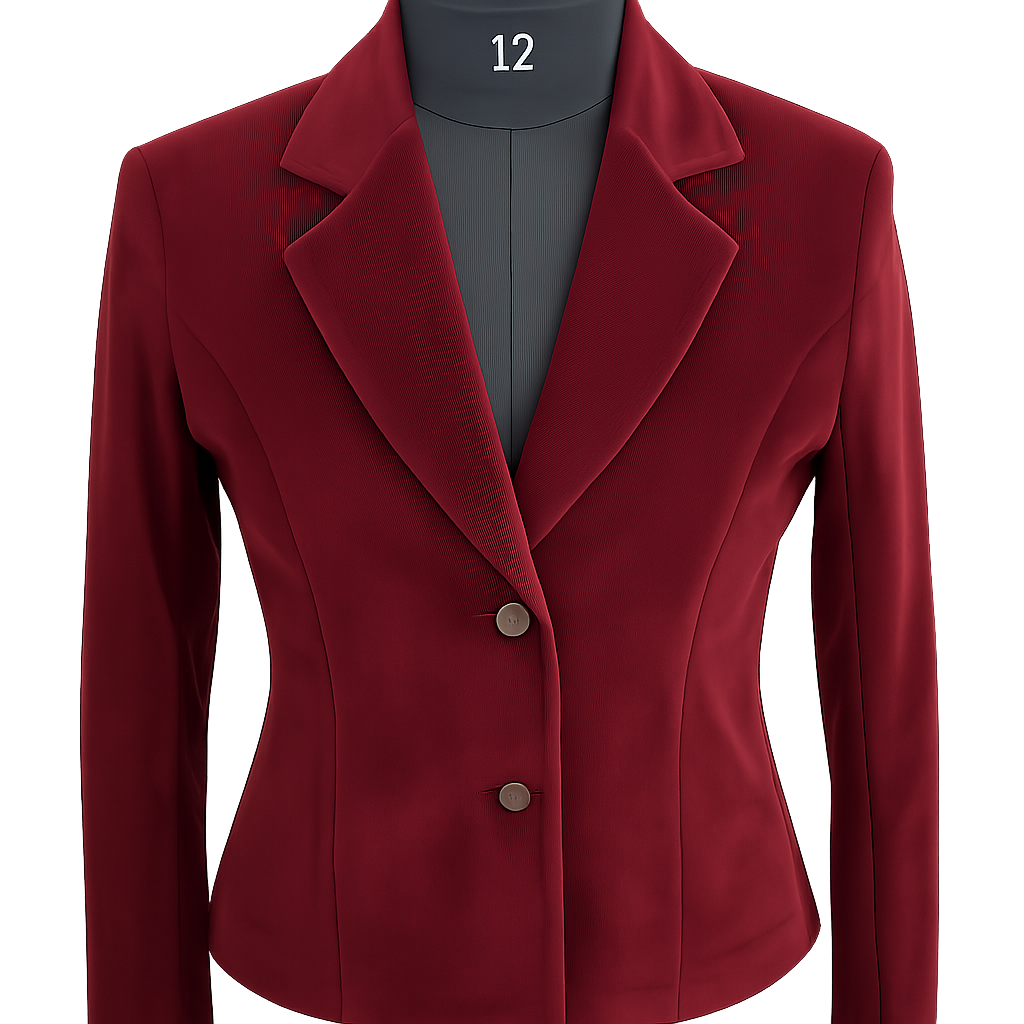 Women's Maroon Blazer – Slim Fit with Double Button Closure-L