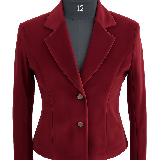 Women's Maroon Blazer – Slim Fit with Double Button Closure-L