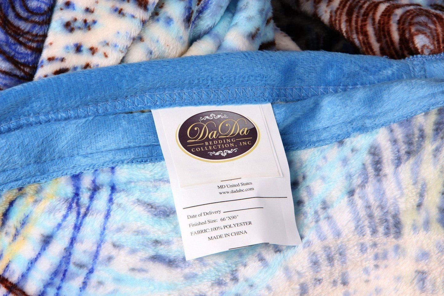 DaDa Bedding Swirly Navy Blue Lagoon Abstract Mink Flannel Fleece