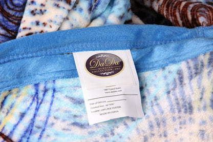 DaDa Bedding Swirly Navy Blue Lagoon Abstract Mink Flannel Fleece