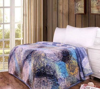 DaDa Bedding Swirly Navy Blue Lagoon Abstract Mink Flannel Fleece