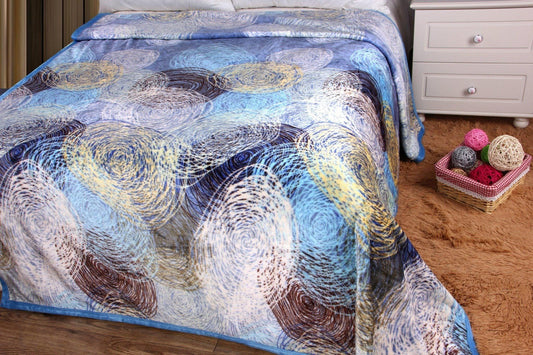 DaDa Bedding Swirly Navy Blue Lagoon Abstract Mink Flannel Fleece