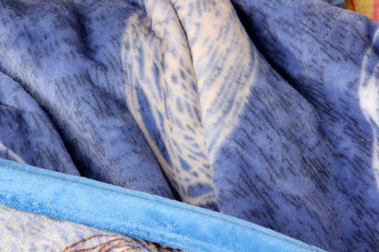 DaDa Bedding Swirly Navy Blue Lagoon Abstract Mink Flannel Fleece