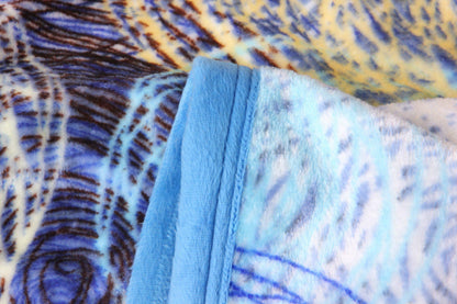 DaDa Bedding Swirly Navy Blue Lagoon Abstract Mink Flannel Fleece
