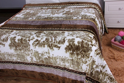 DaDa Bedding Elegant Twilight Lavender Brown Floral Flannel Mink