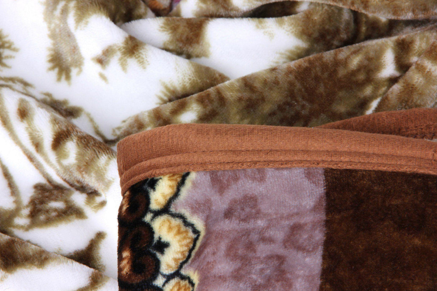 DaDa Bedding Elegant Twilight Lavender Brown Floral Flannel Mink